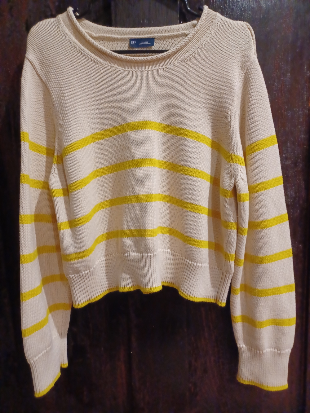 GAP Yellow/Cream Striped Rollneck Sweater